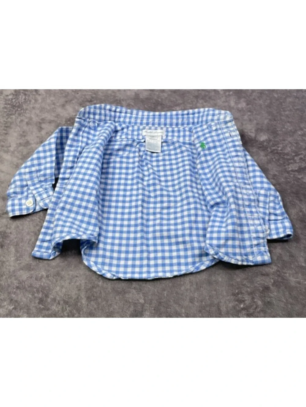 Ralph Lauren Baby Boys 3M Blue White Gingham Button Down Shirt Pony Logo 100% Co